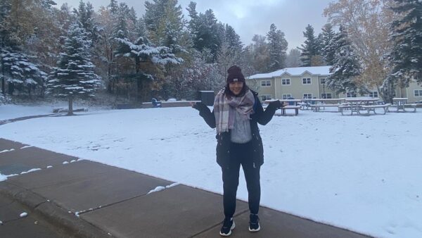 A photo of Mishell Benitez in the snow