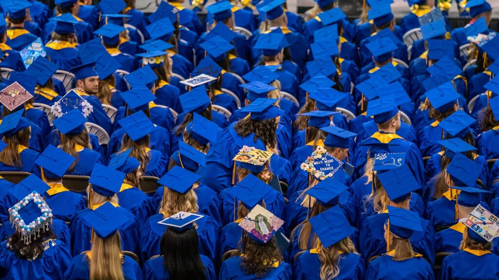 A sea of graduating St. Scholastica students.